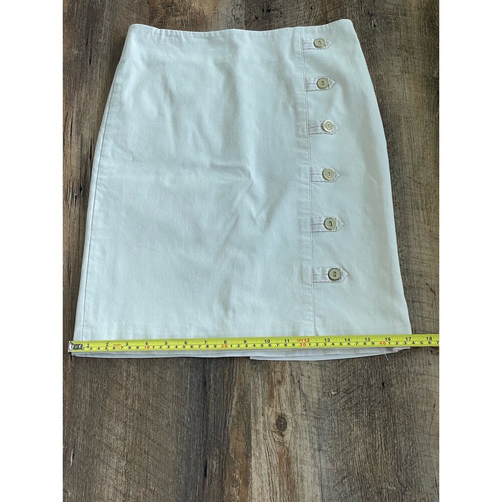 J.McLaughlin tan stretchy pencil skirt with button detail 2 - Picture 8 of 11